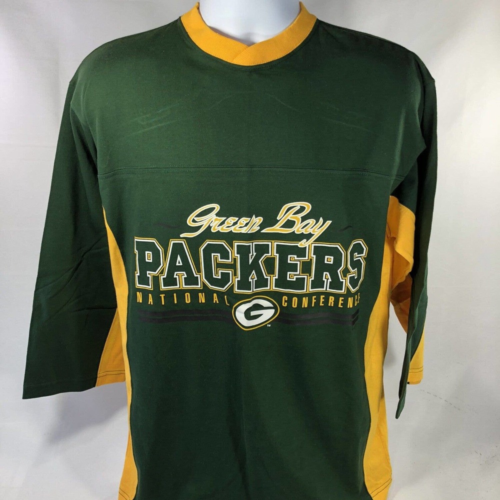Vintage Deadstock NWT Green Bay Packers 3/4 Sleeve Shirt M Game Day 90s 1998